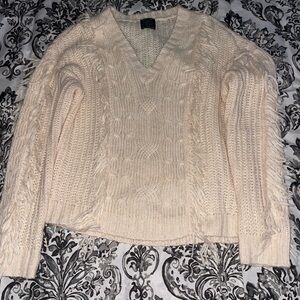 Elegant V-Neck Sweater in Cream